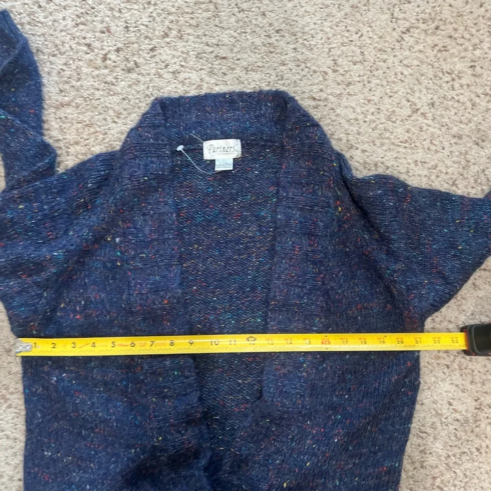 VNTG  Women's Small Blue Multi Color Knit Cardigan Sweater Scandi Grama‎ Preppy